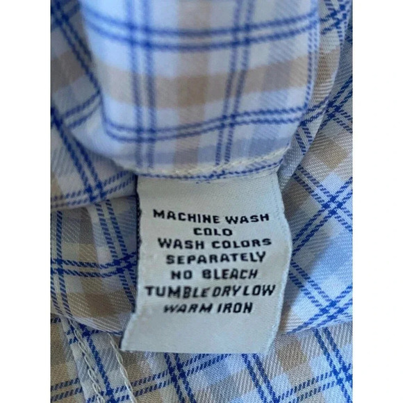 Bristol & Bull Large Mens 16-32 Plaid Long Sleeve Button Flip Cuffs 100% Cotton - Picture 5 of 7